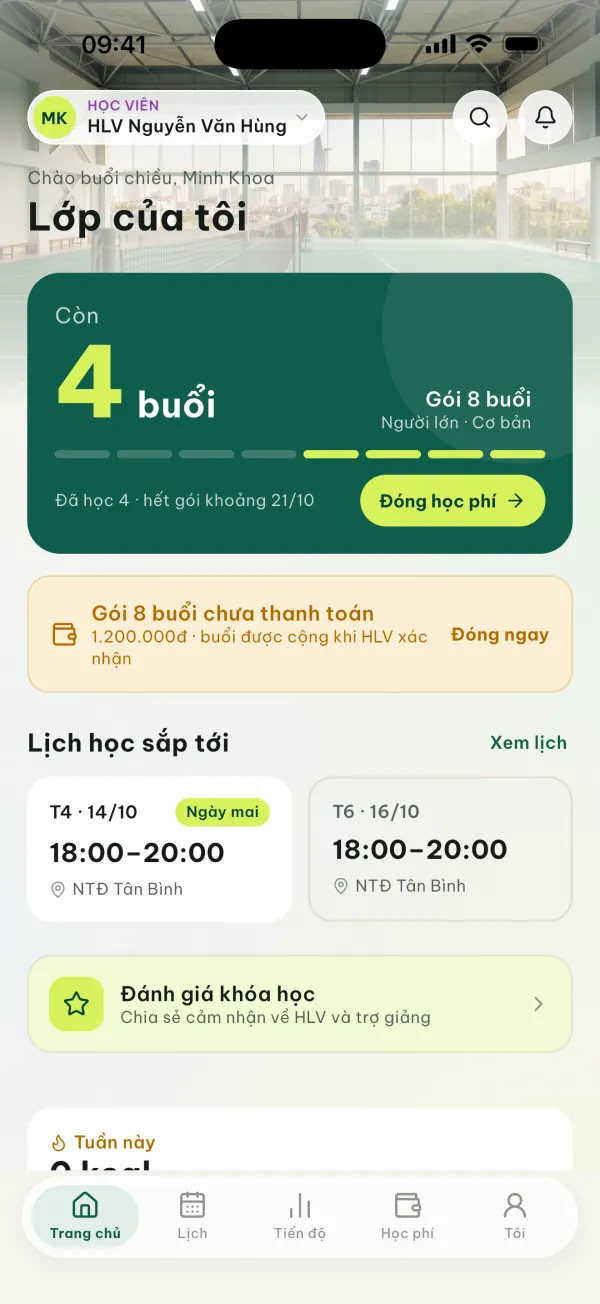 Trang chủ học viên Trang chủ học viên